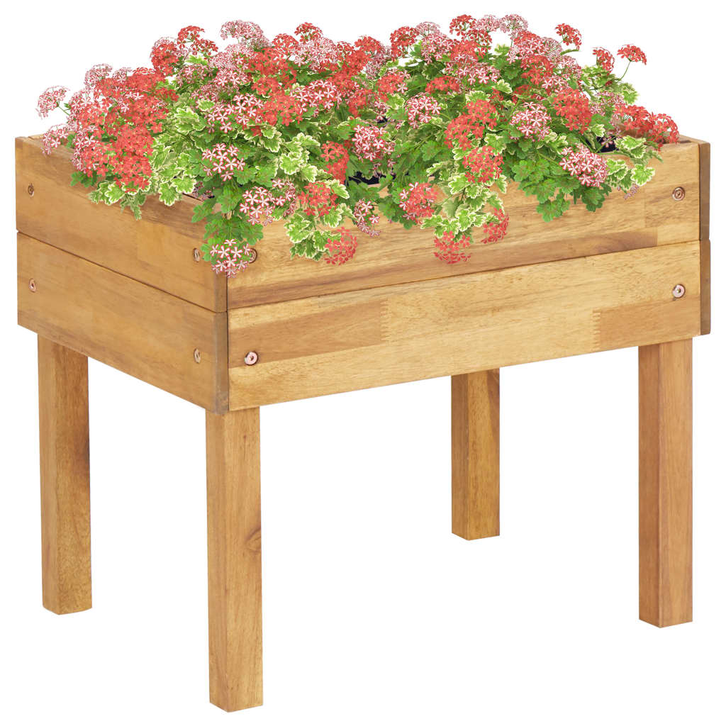 Floreira elevada 50 x 40 x 45 cm plantas de jardim flores madeira de acácia maciça 02_0000849
