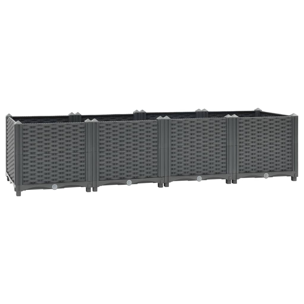 Plantador de canteiro elevado plantas flores jardim 160 x 40 x 38 cm polipropileno cinza escuro 02_0000918