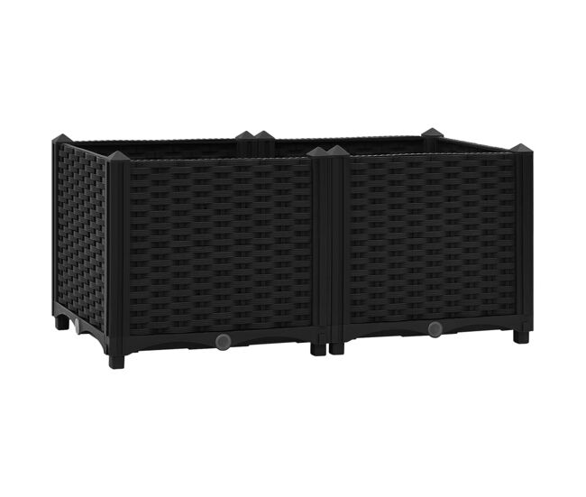 Canteiro elevado plantas flores jardim 80 x 40 x 38 cm polipropileno preto 02_0000947