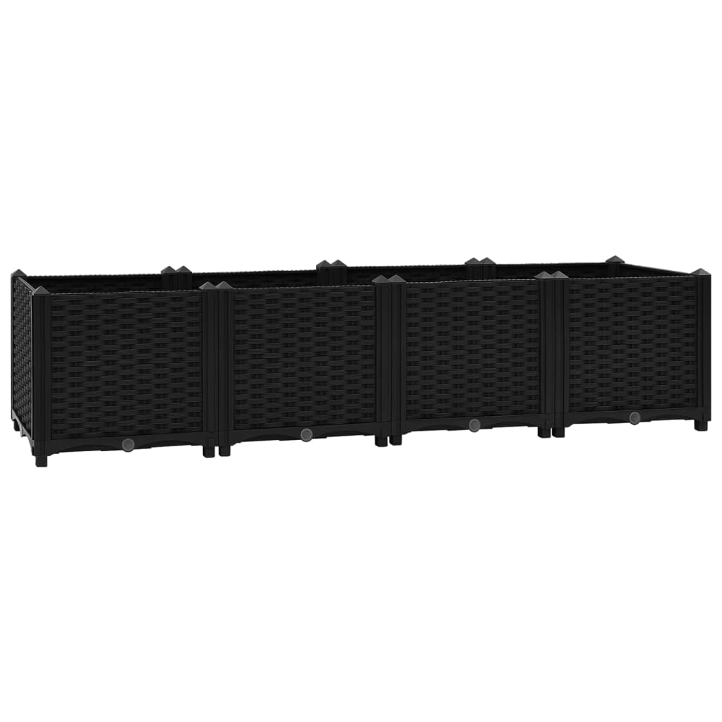 Plantador de canteiro elevado plantas flores jardim 160 x 40 x 38 cm polipropileno preto 02_0000920