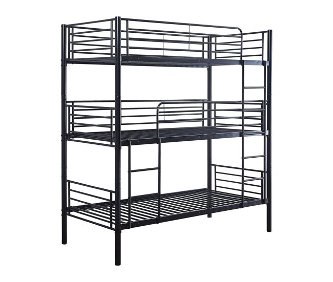 Beliche triplo de metal "havin" - 90 x 190 cm - preto