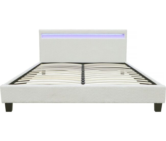 Cama atoalhada com led "maria" 160 x 200 cm - creme