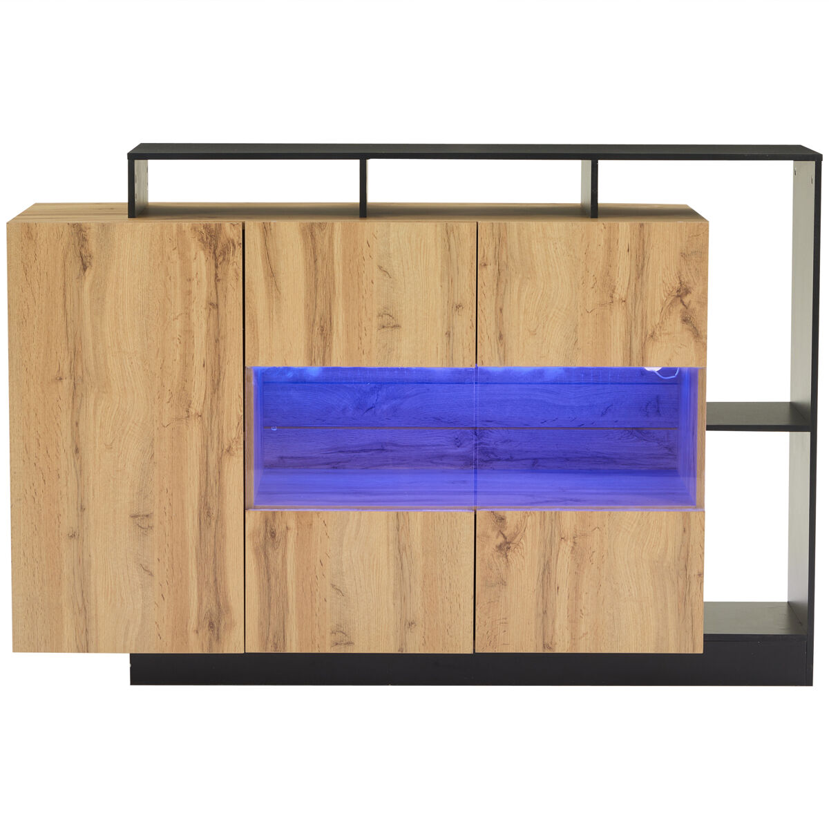 Aparador led moderno - madeira mdf - com controlo bluetooth - cor madeira