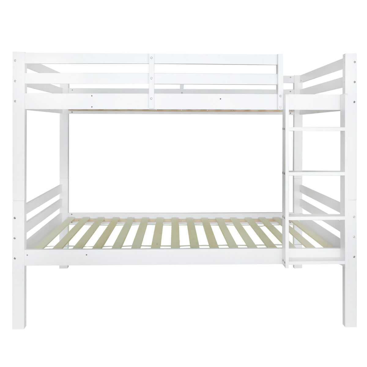 Beliche infantil 90x200 - cama juvenil com escada angular de 3 degraus e barreira de segurança, divisível em 2 camas individuais - branco