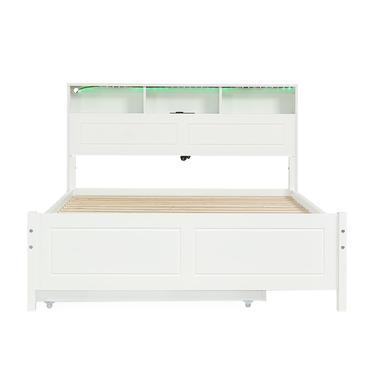 Cama de casal 120x200&90x190cm - cama plana, cama familiar, com fitas de luz ambiente, porta de carregamento integrada, cama extraível, arrumação na