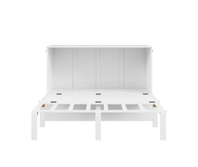 Cama rebatível 140x200 cm - cama de parede com estrado, cama vertical com estrado, cama juvenil - branca