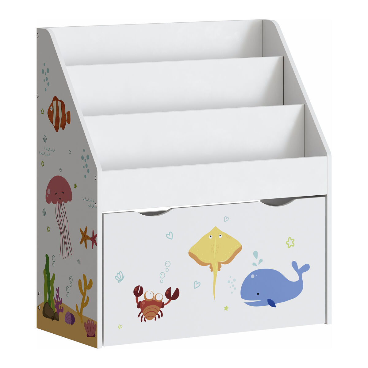 Étagère para enfants aarnskona com gaveta 70x63x30cm motivo aqua dream [en.casa]