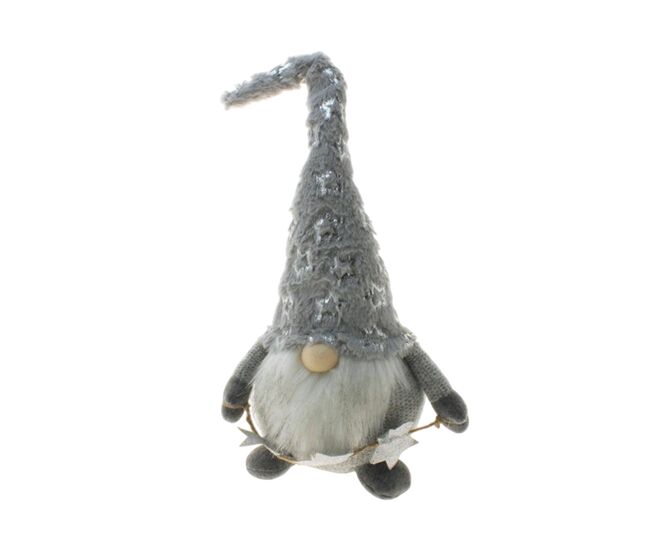 Gnomo decorativo de natal cinza com chapéu alto em estilo nórdico