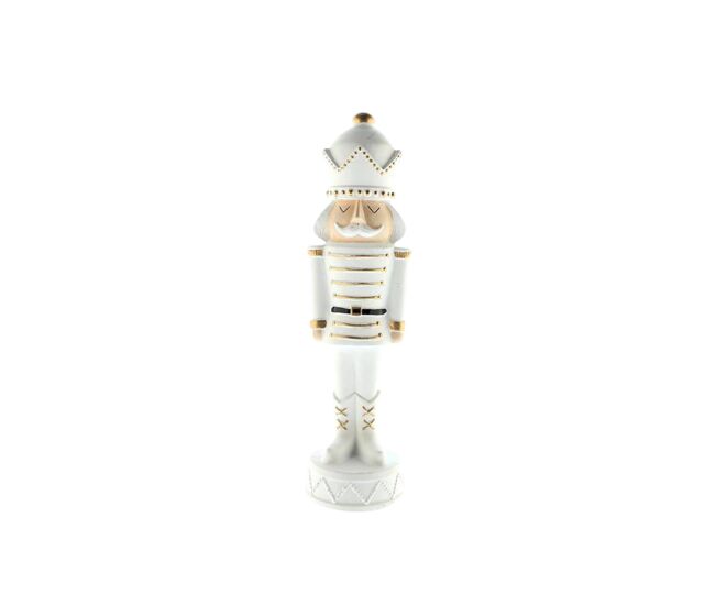 Soldado decorativo de natal estilo quebra-nozes branco