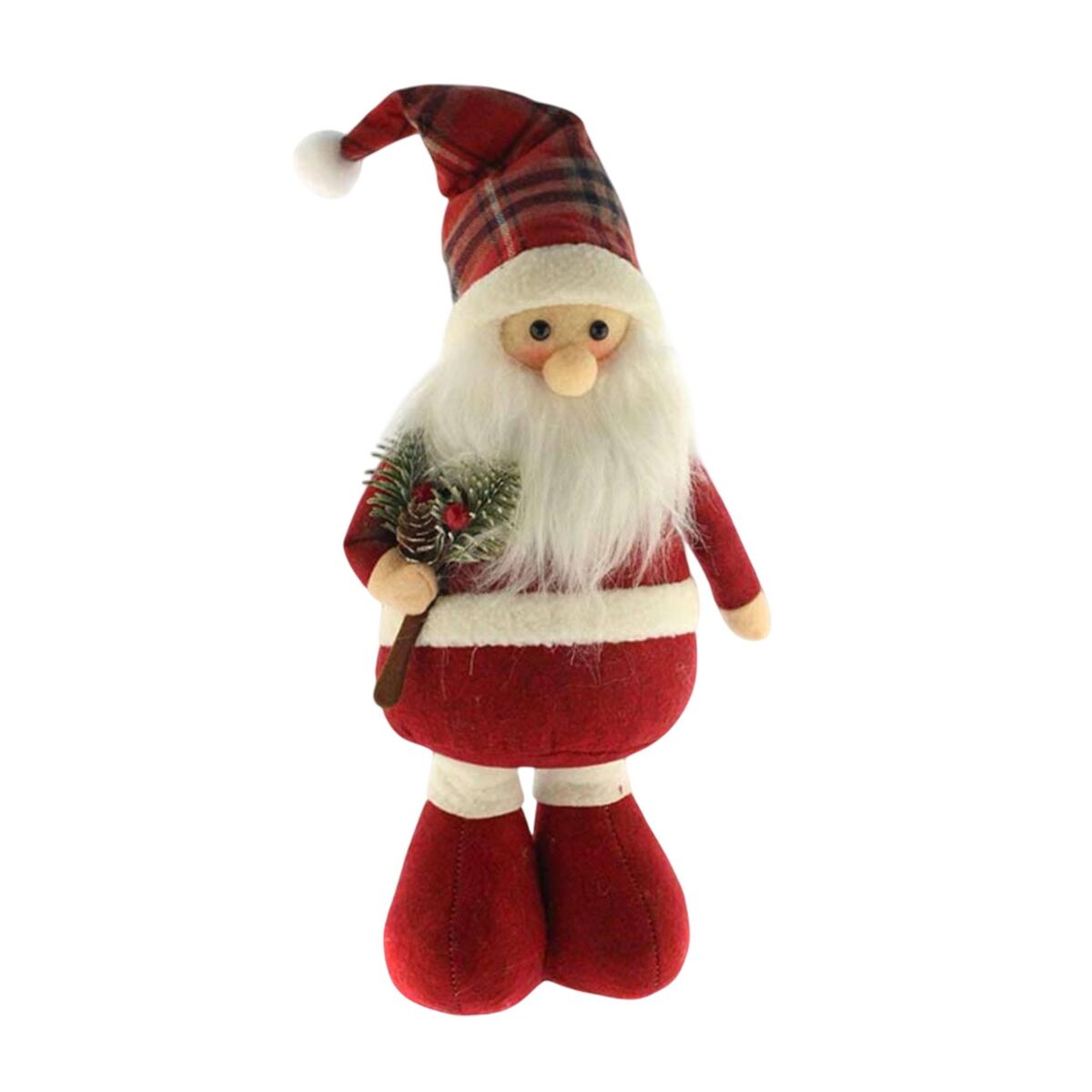 Figura decorativa de papai noel em pé com design vichy