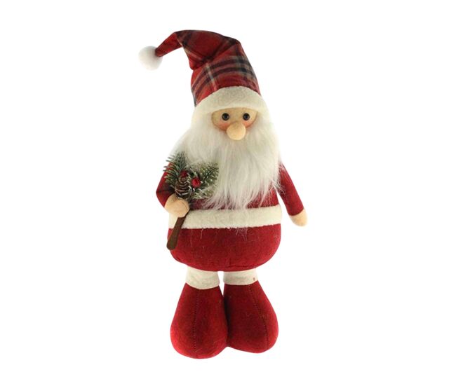 Figura decorativa de papai noel em pé com design vichy