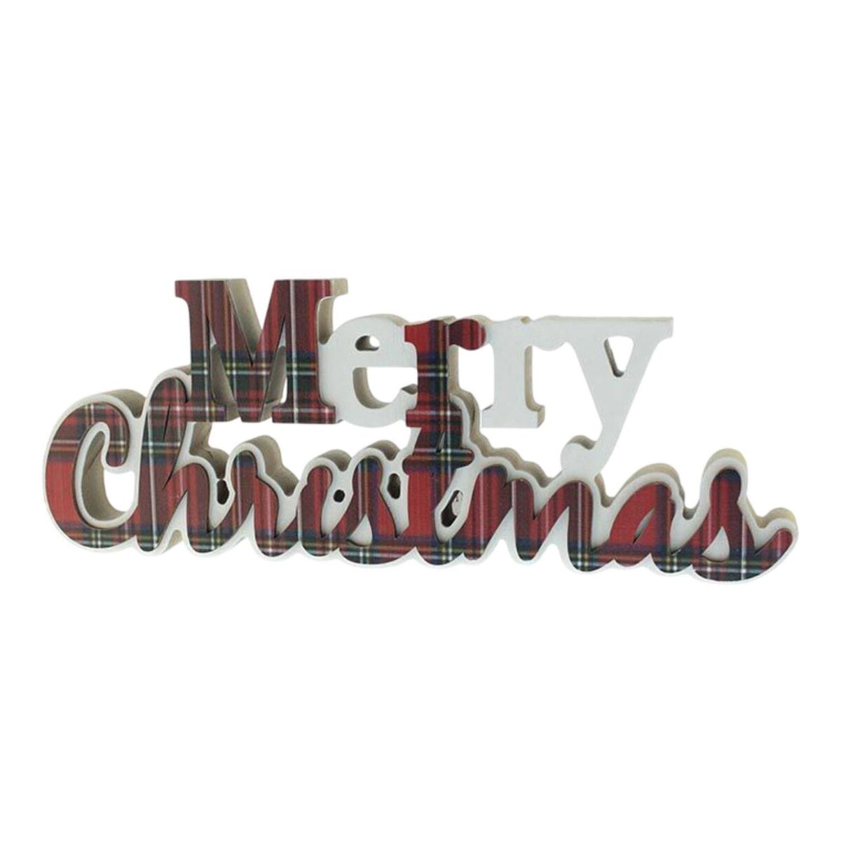 Placa decorativa "feliz natal" com design xadrez