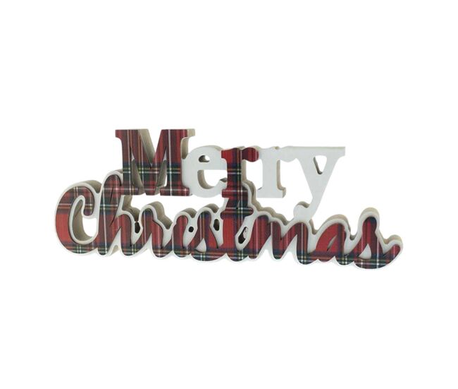 Placa decorativa "feliz natal" com design xadrez