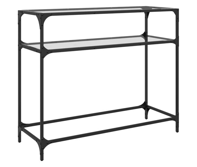 Mesa consola - mesa de entrada com tampo em vidro transparente 98x35x81 cm aço