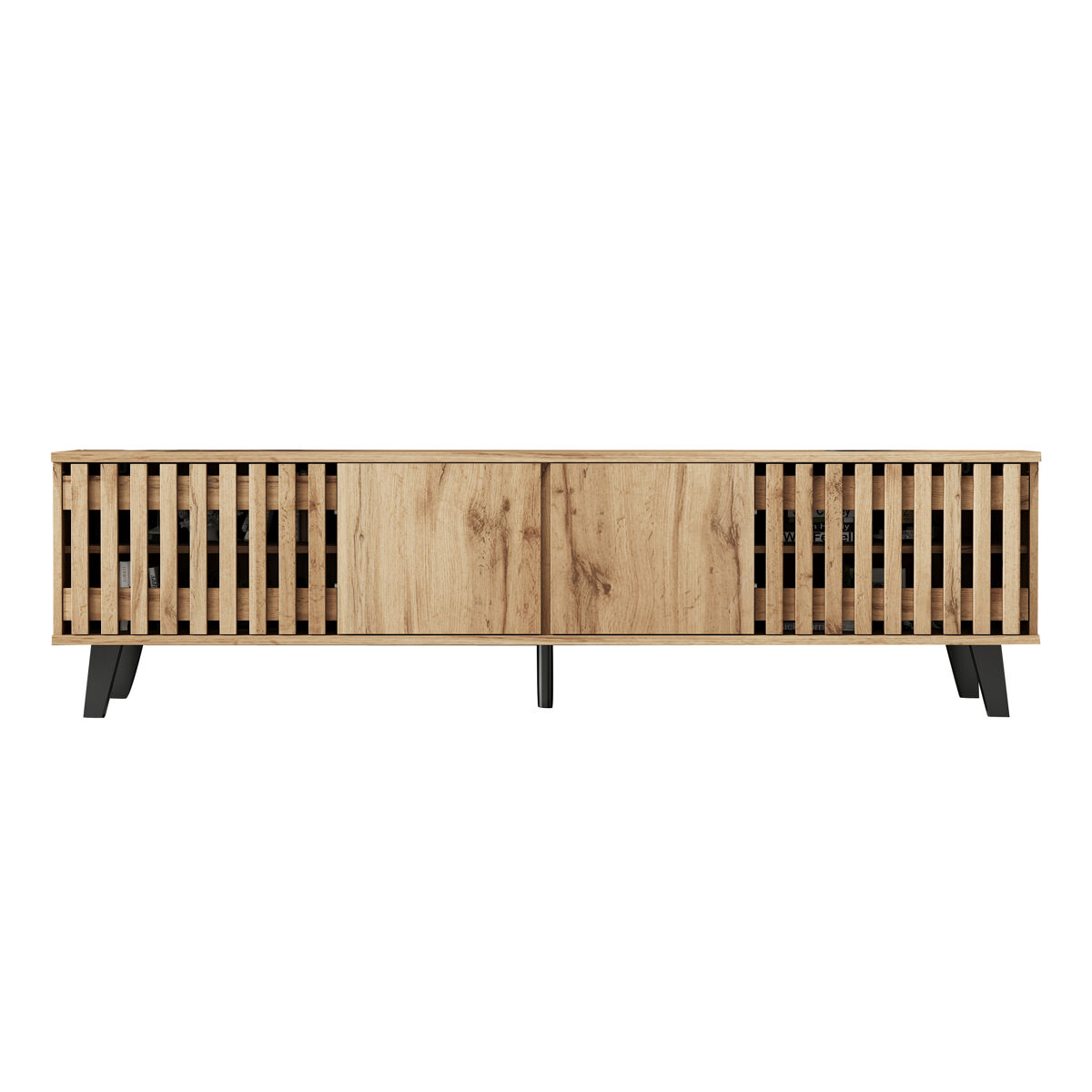 Móvel de tv 180x40x55 cm - 8 compartimentos, suporte para tv, centro de entretenimento - cor madeira original