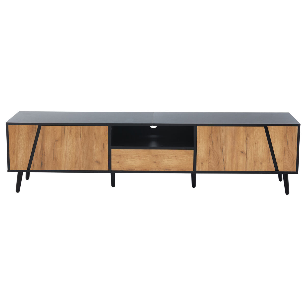 Móvel de tv 180x40x46 cm - com gavetas e 2 armários - minimalista com 6 pés de madeira maciça