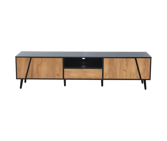 Móvel de tv 180x40x46 cm - com gavetas e 2 armários - minimalista com 6 pés de madeira maciça