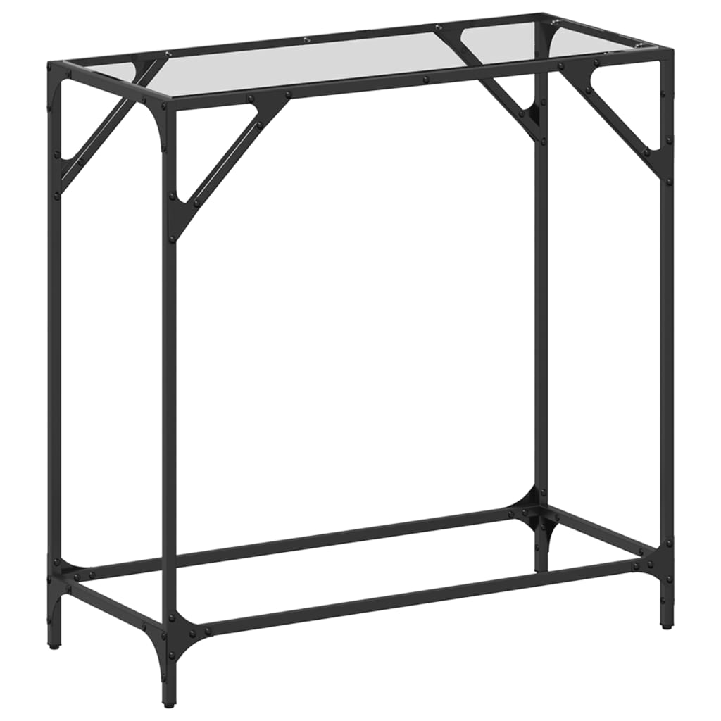 Mesa consola - mesa de entrada com tampo em vidro transparente 80x35x81 cm aço