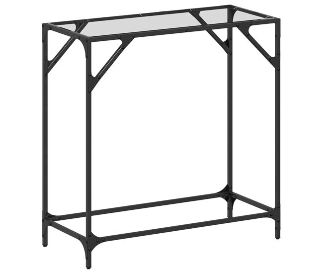 Mesa consola - mesa de entrada com tampo em vidro transparente 80x35x81 cm aço