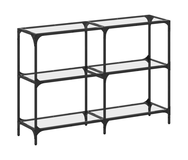 Mesa consola - mesa de entrada com tampo em vidro transparente 118,5x30x81 cm aço