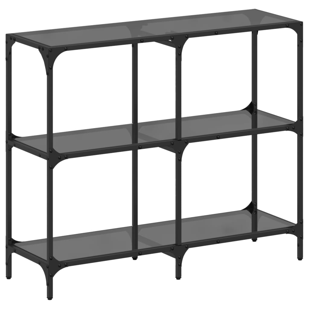 Mesa consola - mesa de entrada com tampo em vidro preto 98x30x81 cm aço