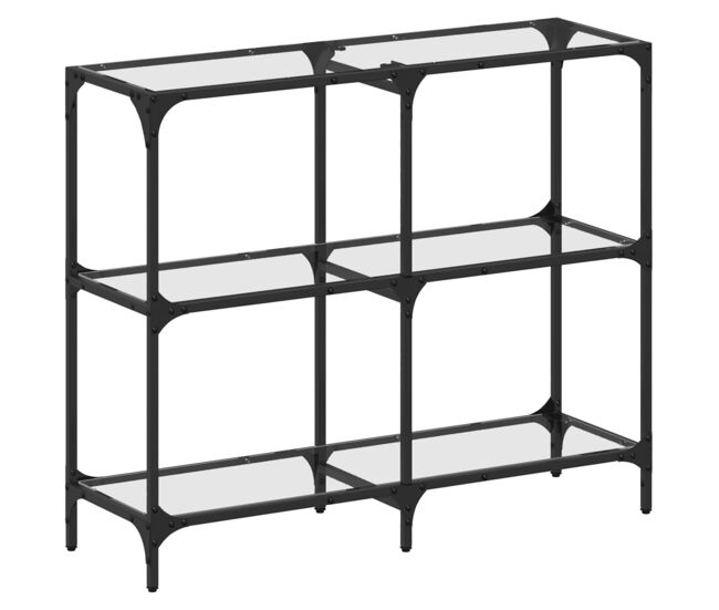Mesa consola - mesa de entrada com tampo em vidro transparente 98x30x81 cm aço