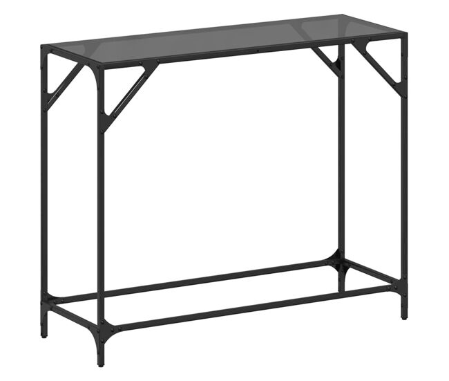 Mesa consola - mesa de entrada com tampo em vidro preto 98x35x81 cm aço