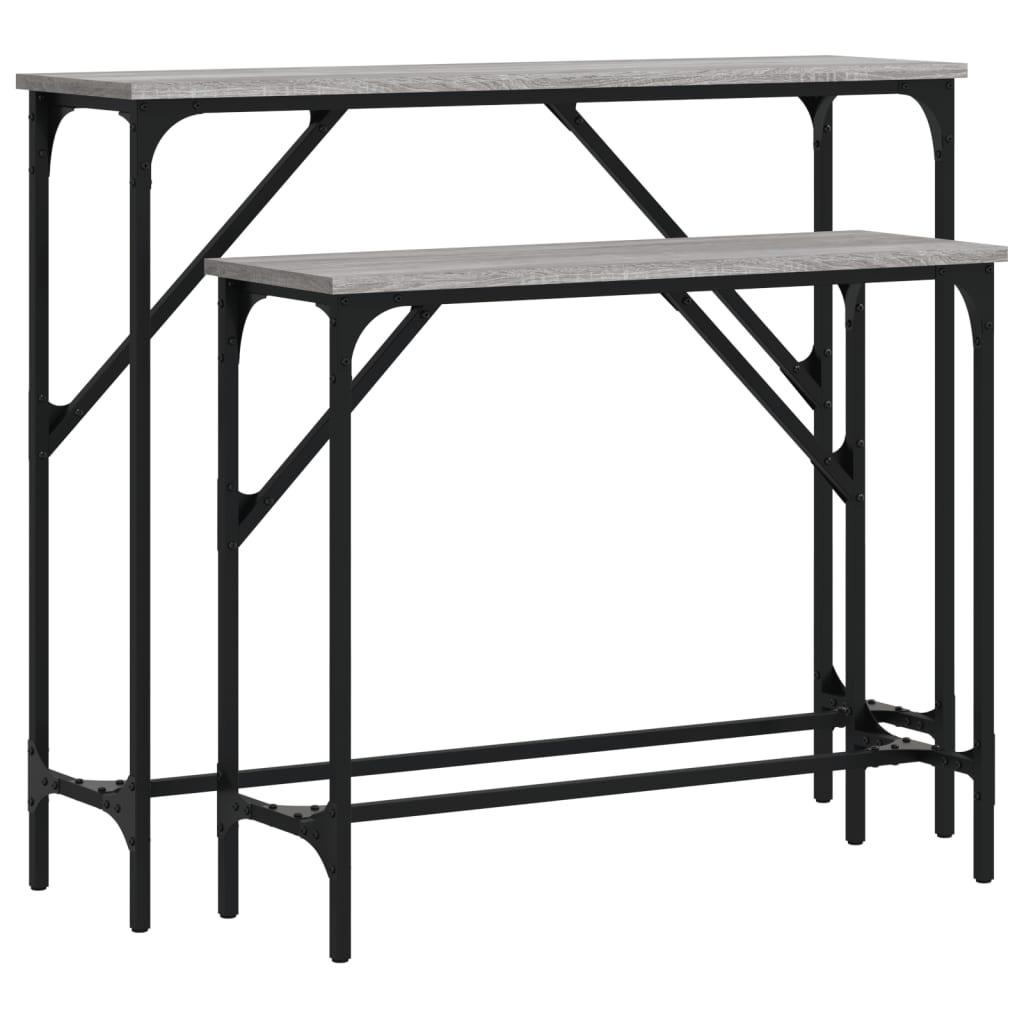 2pcs mesas consola - mesas de entrada derivados de madeira cinzento sonoma