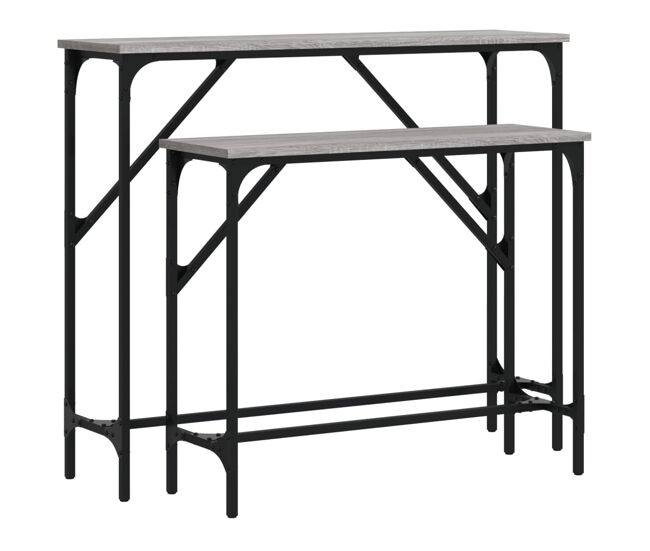 2pcs mesas consola - mesas de entrada derivados de madeira cinzento sonoma