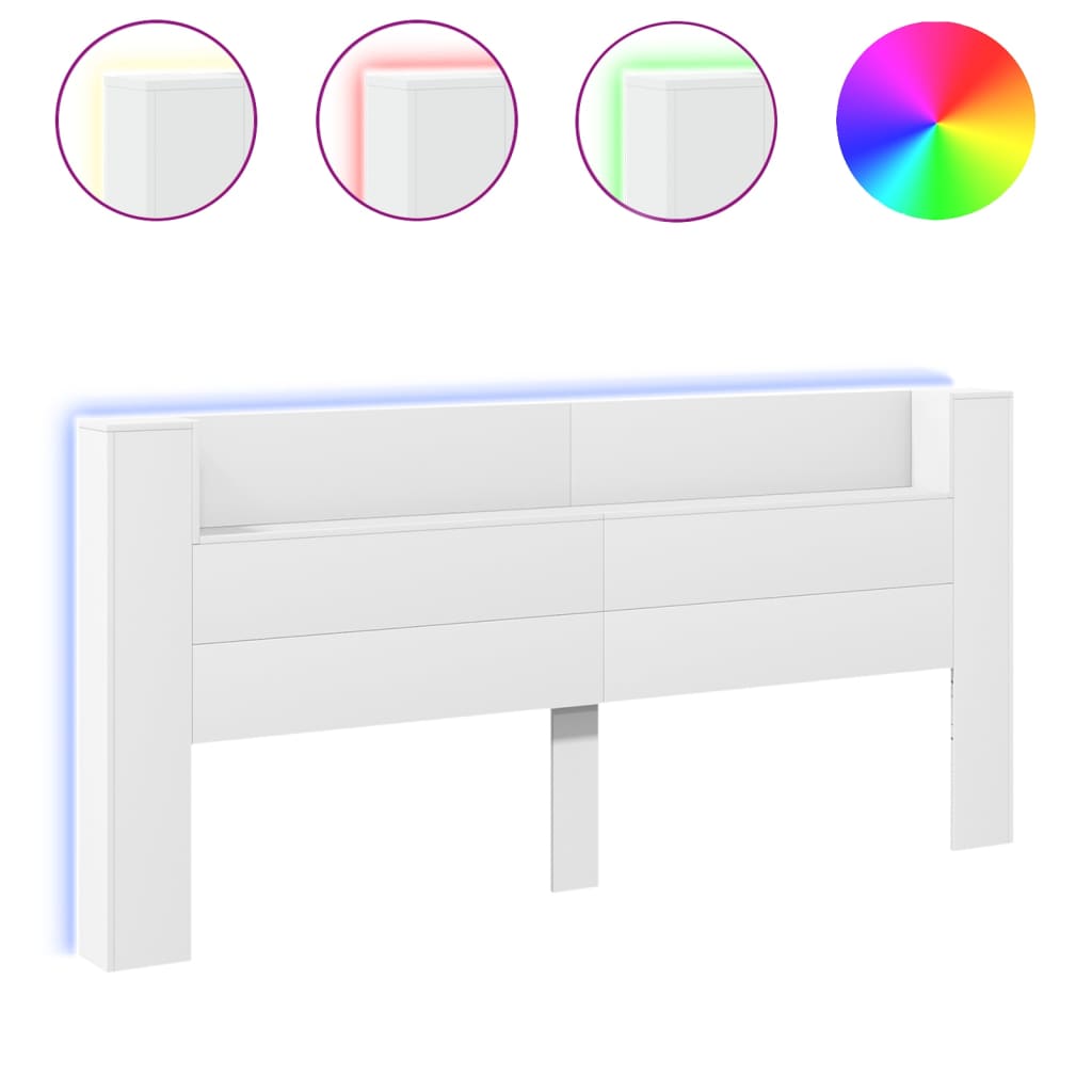 Armário de cabeceira - cabeceira de cama com luzes led 220x16,5x103,5 cm branco
