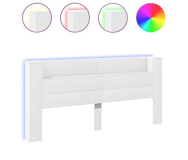 Armário de cabeceira - cabeceira de cama com luzes led 220x16,5x103,5 cm branco