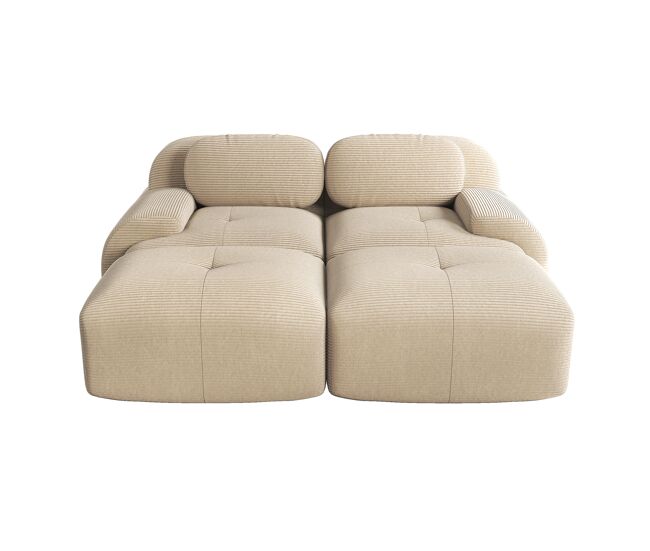 Sofá modular de 2 lugares - com chaise longue, antiderrapante, ergonómico, estofamento altamente elástico - bege