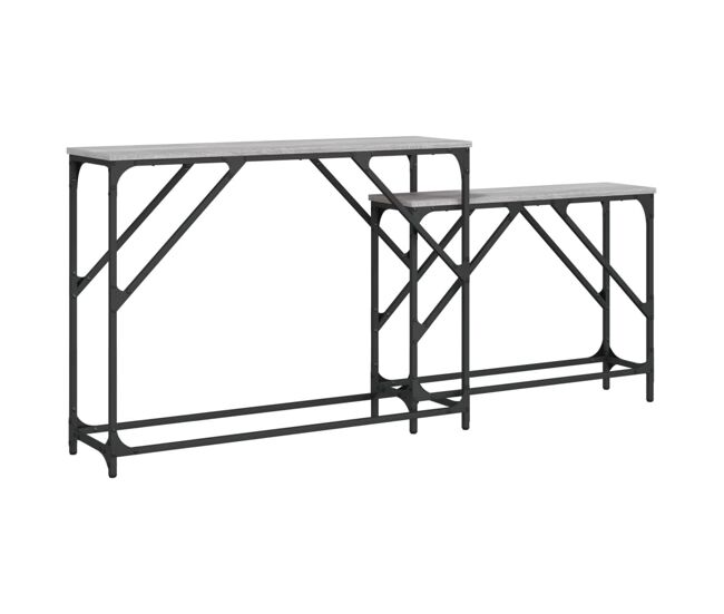 2pcs mesas consola - mesas de entrada de encastrar deriv. madeira cinzento sonoma