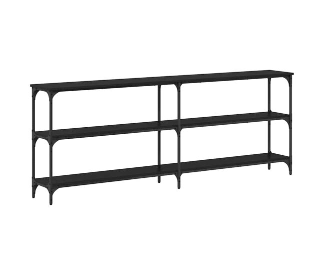 Mesa consola - mesa de entrada com prateleira carvalho preto 200 x 29 x 75 cm