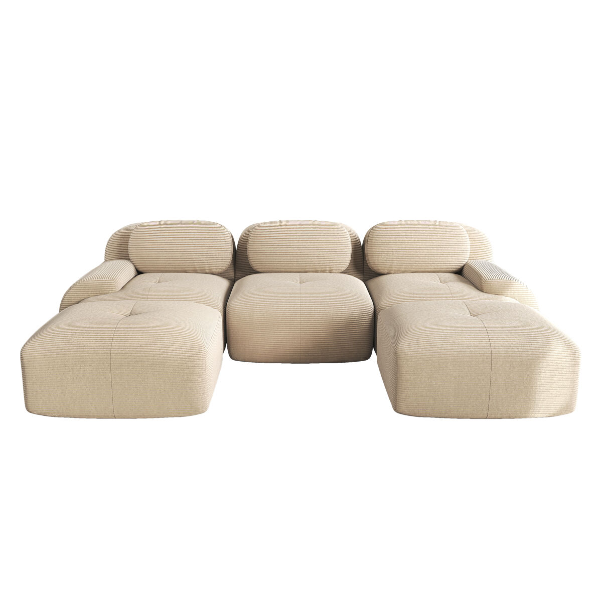 Sofá modular em u - sem montagem - antiderrapante, adequado para animais de estimação, 32d com almofadas ergonómicas - bege