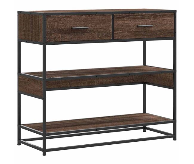 Mesa consola - mesa de entrada 90x35x80 cm derivados madeira carvalho castanho