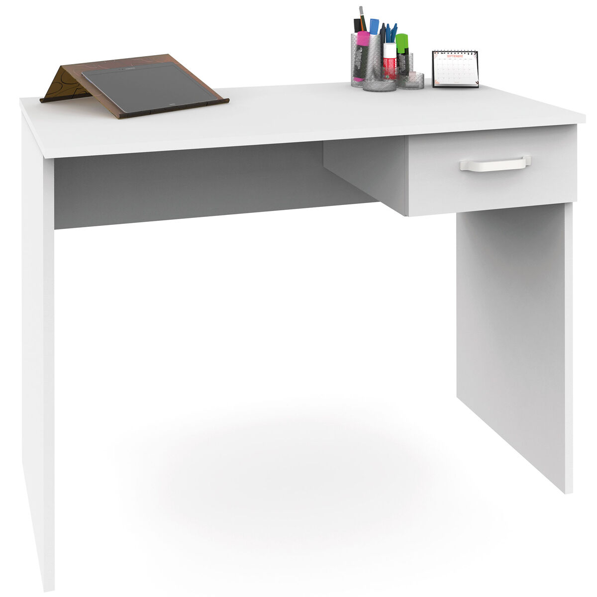 Escrivaninha, mesa de computador 75x90x50cm, 1 gaveta, escritório, quarto juvenil, prakt , blanc