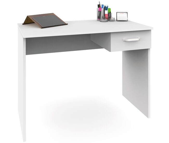 Escrivaninha, mesa de computador 75x90x50cm, 1 gaveta, escritório, quarto juvenil, prakt , blanc