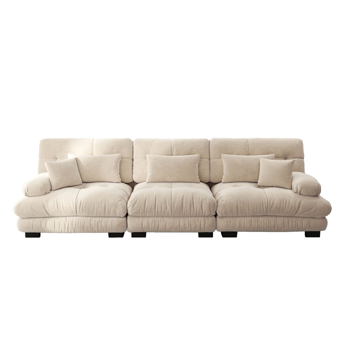 Sofá modular de 3 lugares - sofá-cama com assento profundo, chenille, confortável para sala de estar, apartamento, escritório - café claro