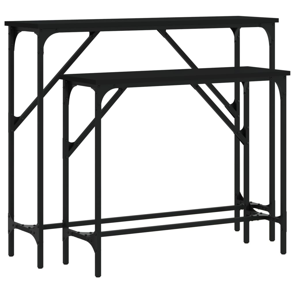 2pcs mesas consola - mesas de entrada derivados de madeira preto