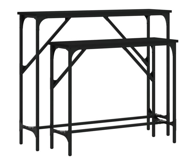 2pcs mesas consola - mesas de entrada derivados de madeira preto