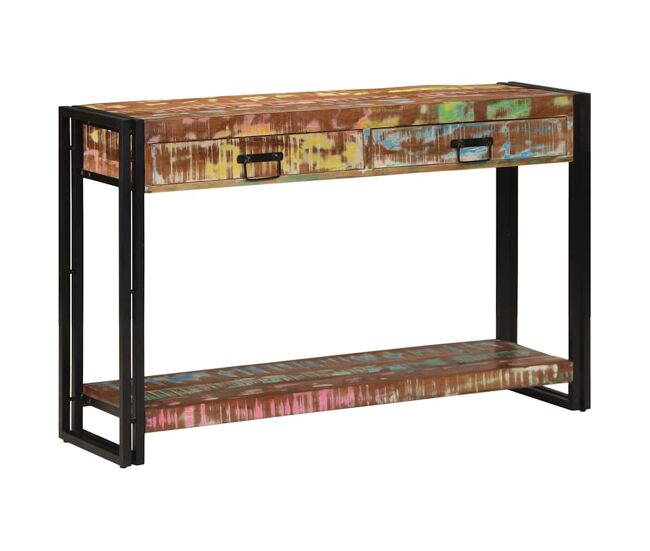 Mesa consola - mesa de entrada multicolor 120 x 33 x 75 cm madeira recuperada maciça