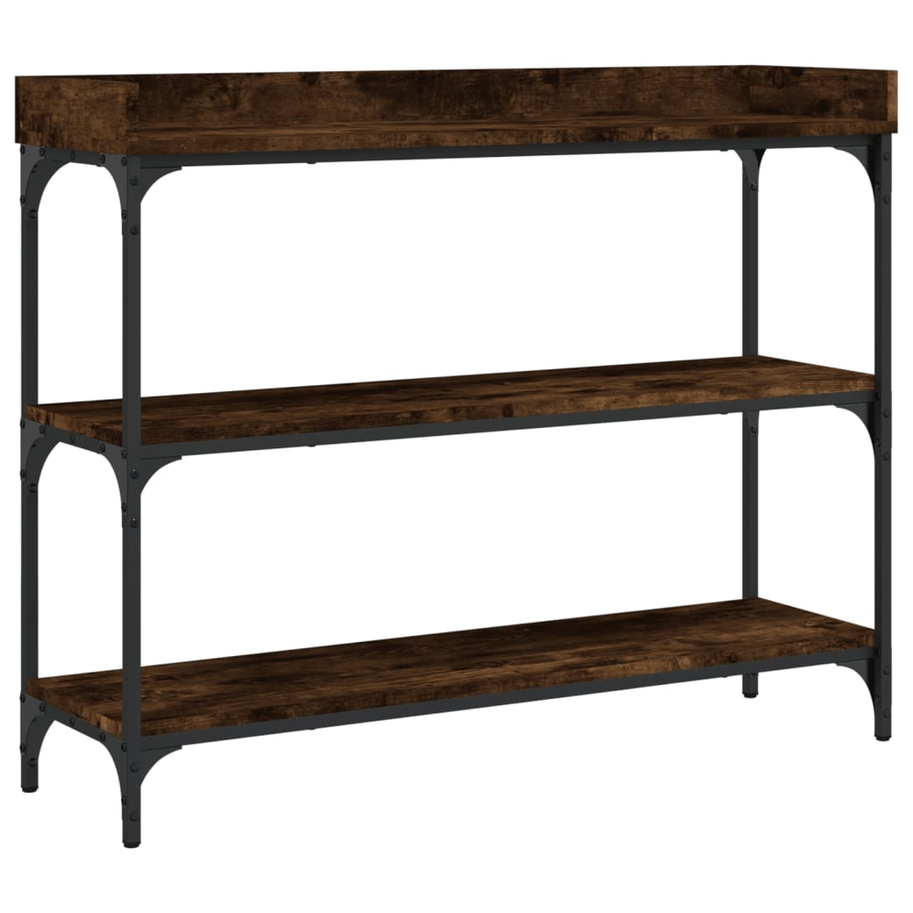Mesa consola - mesa de entrada c/ prateleiras 100x30x80 cm carvalho fumado