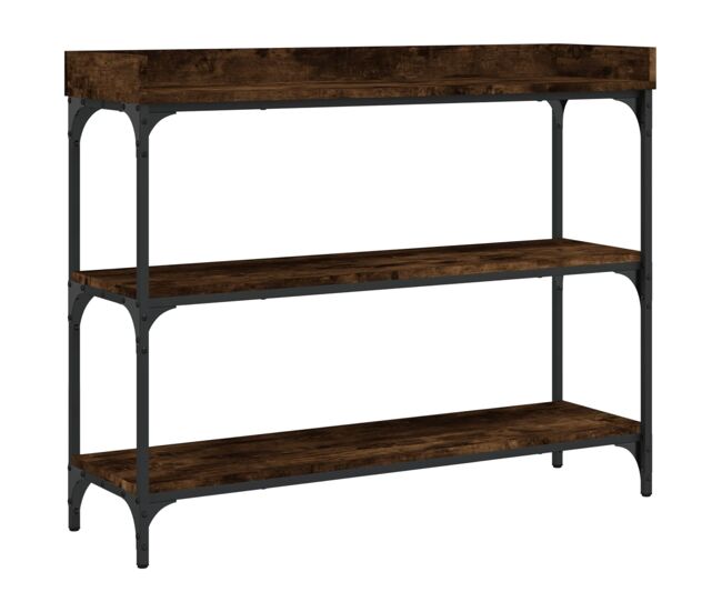 Mesa consola - mesa de entrada c/ prateleiras 100x30x80 cm carvalho fumado