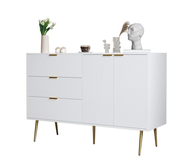 Aparador de mdf com 2 portas e 3 gavetas,branco