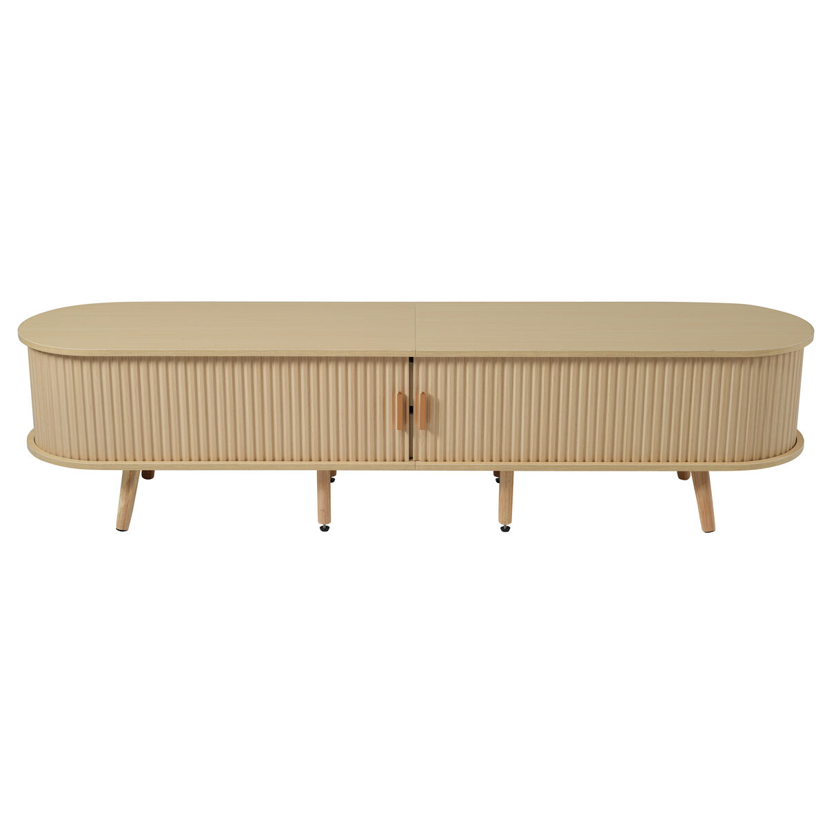 Móvel de tv 175x40x42 cm - com arrumação, 2 gavetas, superfície redonda, madeira mdf - cor madeira