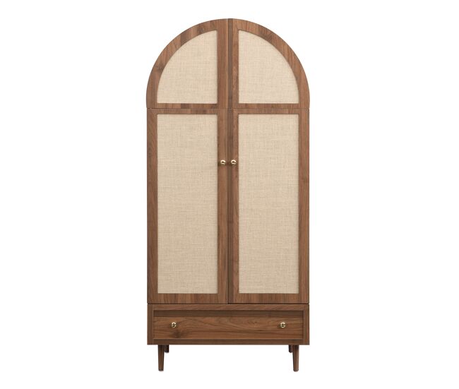 Roupeiro de mdf com 2 portas batentes e 1 gaveta,noz