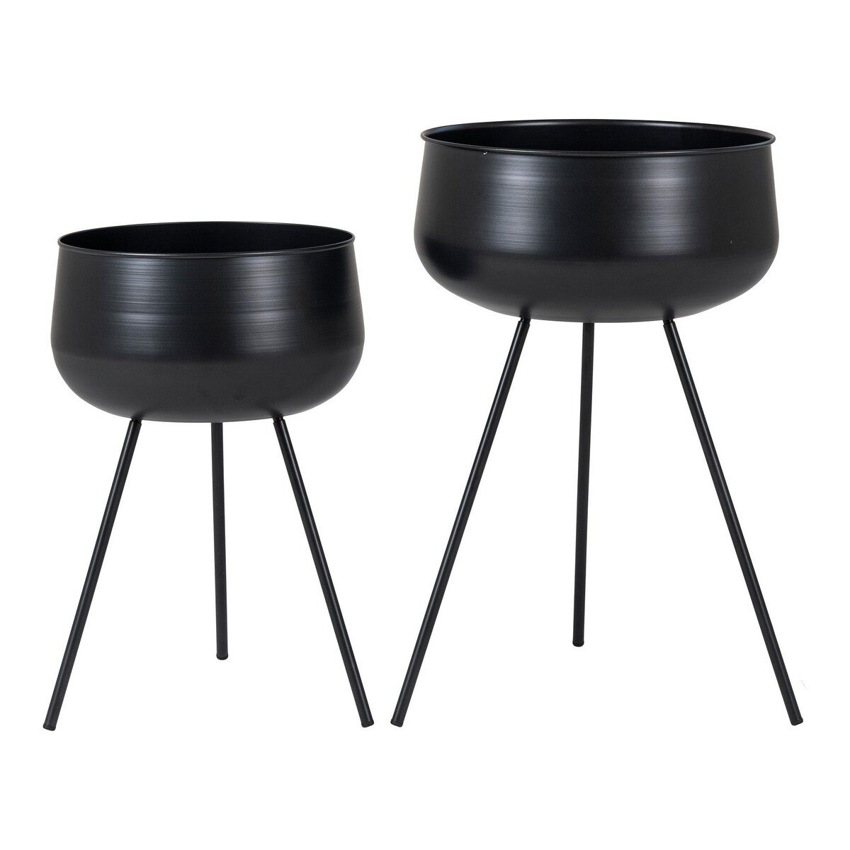 Conjunto de 2 Vasos para Plantas Ardola, Metal, Preto