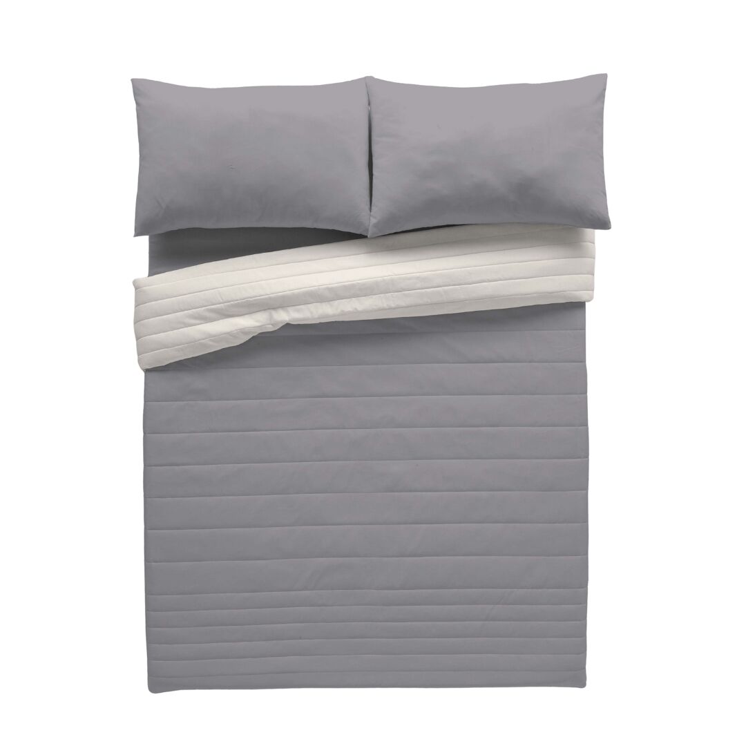 Colcha bouti reversível bicolor l.807 cinza/l.198 pedra cama 180
