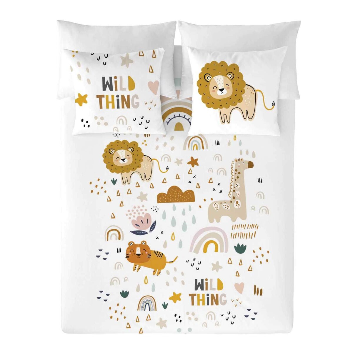 Naturals - capa de edredom infantil estampada cama 105 - algodão extra macio - inclui 1 fronha - obini